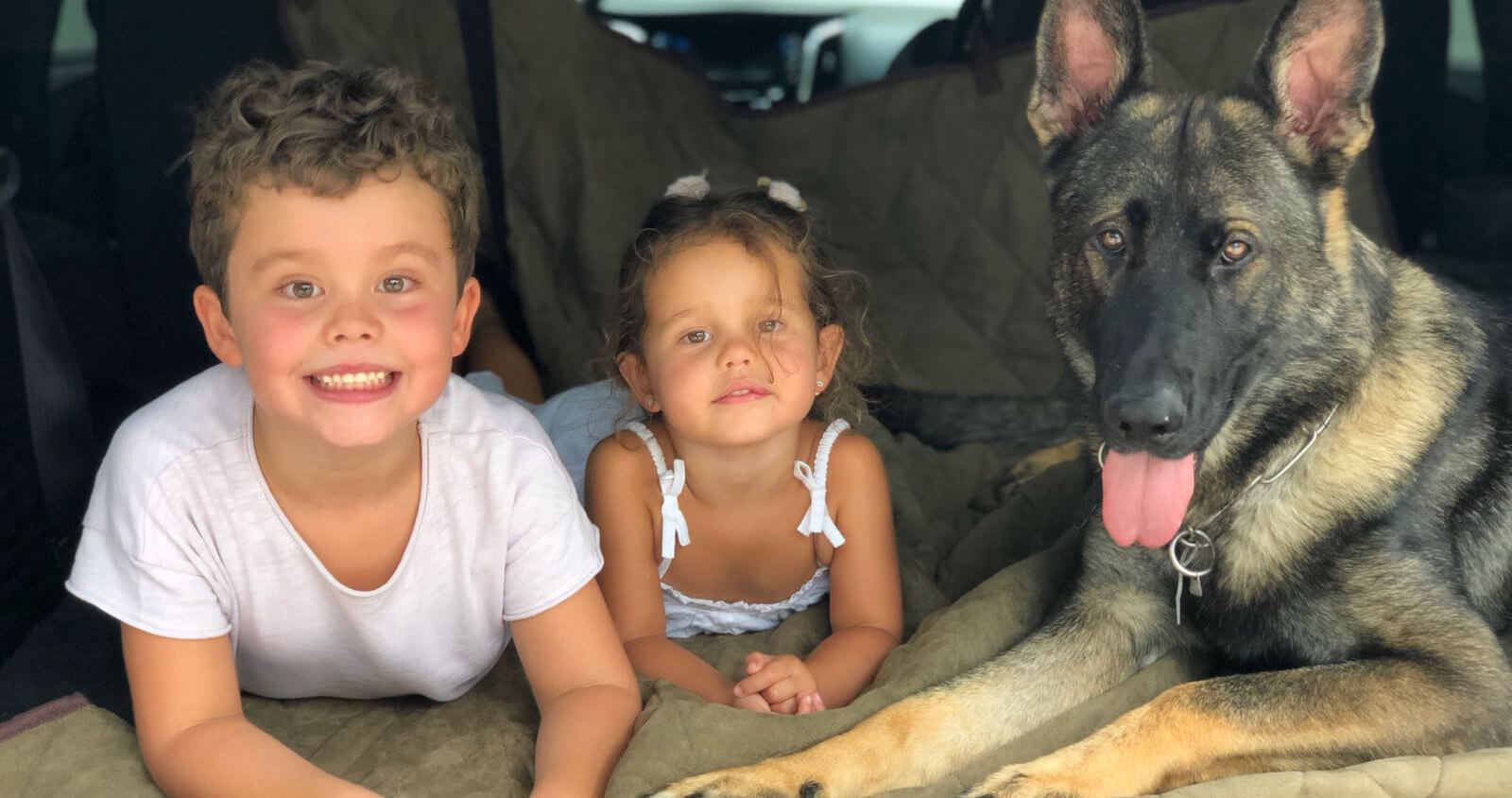 children with a protection dog